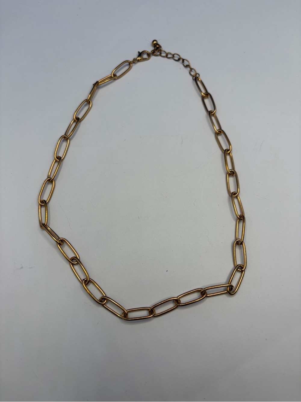 Gold Tone Chunky Paperclip Chain Necklace Adjustable Minimalist Statement